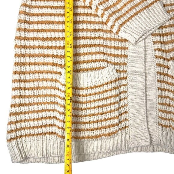 NWT Romeo & Juliet Open Front Striped Cardigan Sz.L Cream Longline Coastal Boho - Picture 7 of 11